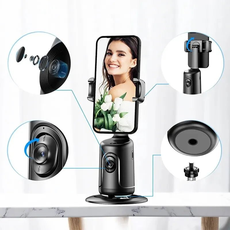 360 Auto Face Tracking Gimbal AI Smart Gimbal Face Tracking Auto Phone Holder For Smartphone Video Vlog Live Stabilizer Tripod - stcraftdigital
