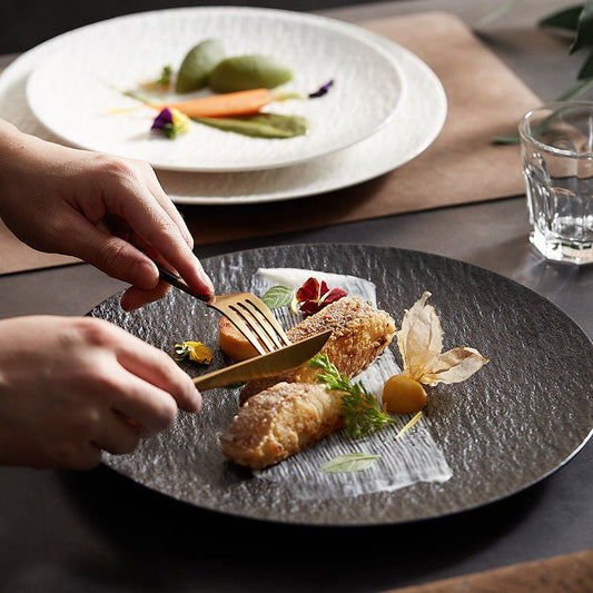 Modern Ceramic Rock Pattern Plate on dining table