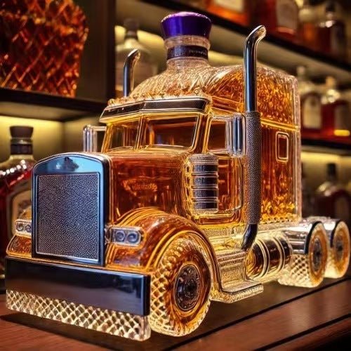 Classic Car Glass Wine Bottle Semi-Truck Whiskey Bottle - stcraftdigital