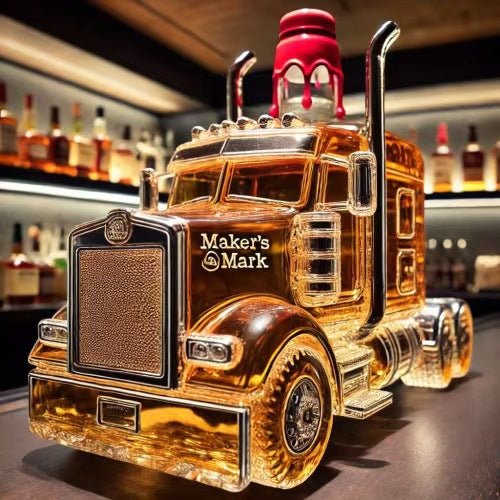 Classic Car Glass Wine Bottle Semi-Truck Whiskey Bottle - stcraftdigital