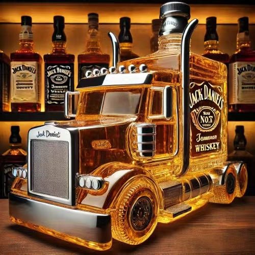 Classic Car Glass Wine Bottle Semi-Truck Whiskey Bottle - stcraftdigital
