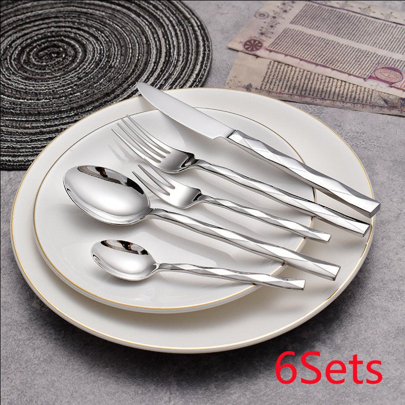Featured Square Handle Knife, Fork And Spoon Hotel Restaurant Home - stcraftdigital