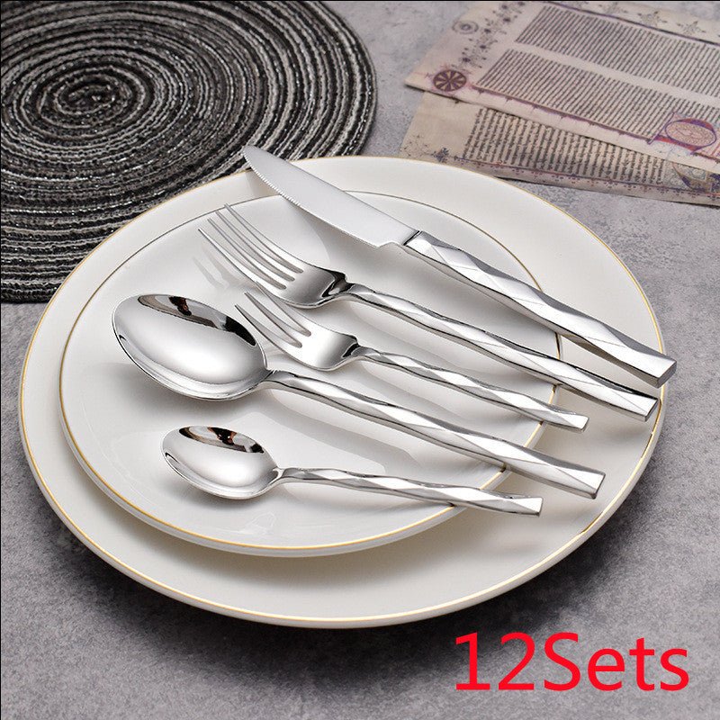 Featured Square Handle Knife, Fork And Spoon Hotel Restaurant Home - stcraftdigital