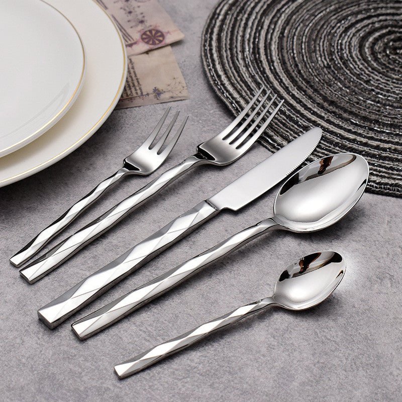 Featured Square Handle Knife, Fork And Spoon Hotel Restaurant Home - stcraftdigital