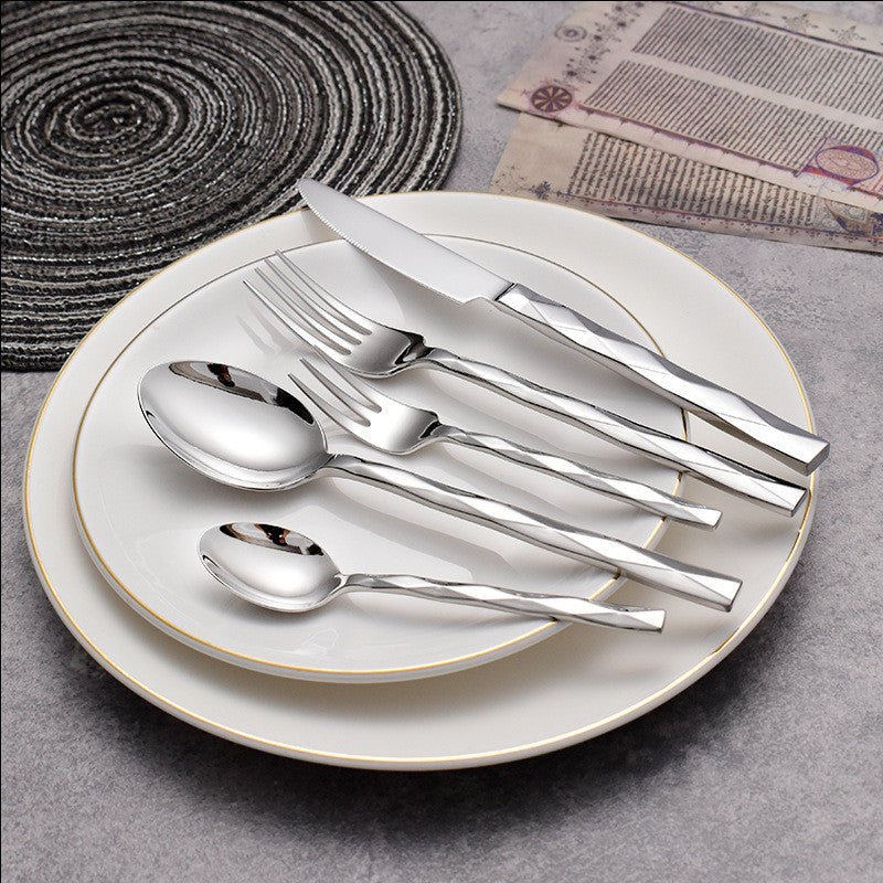 Featured Square Handle Knife, Fork And Spoon Hotel Restaurant Home - stcraftdigital