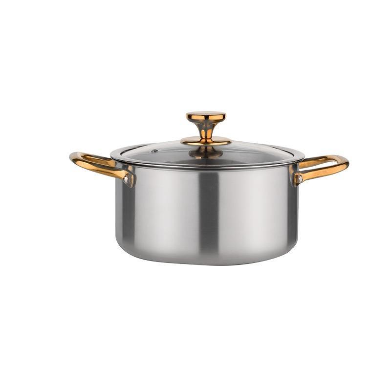 Household Pure Titanium Cookware Set With Gold-plated Handles Frying Pan - stcraftdigital