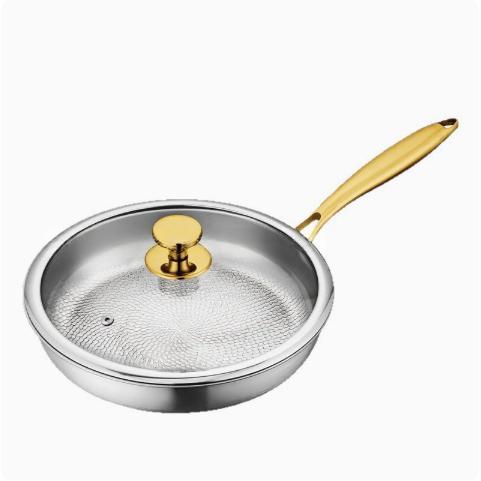 Household Pure Titanium Cookware Set With Gold-plated Handles Frying Pan - stcraftdigital
