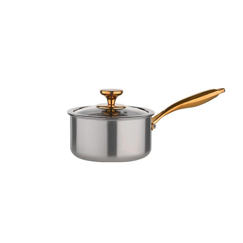 Household Pure Titanium Cookware Set With Gold-plated Handles Frying Pan - stcraftdigital