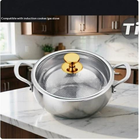 Household Pure Titanium Cookware Set With Gold-plated Handles Frying Pan - stcraftdigital