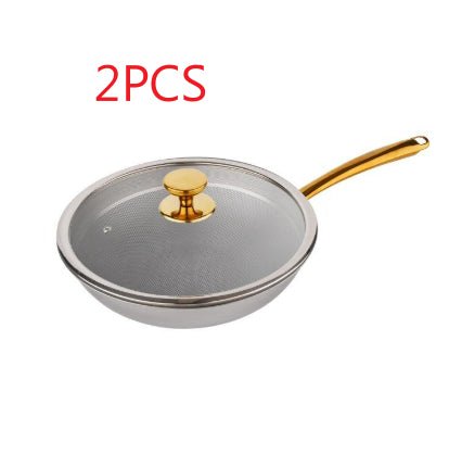 Household Pure Titanium Cookware Set With Gold-plated Handles Frying Pan - stcraftdigital