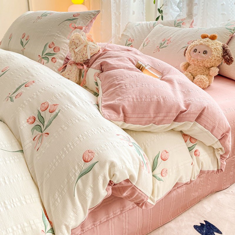 Maternal And Child Grade Washed Jacquard Yarn Cotton Mattress Cover - stcraftdigital