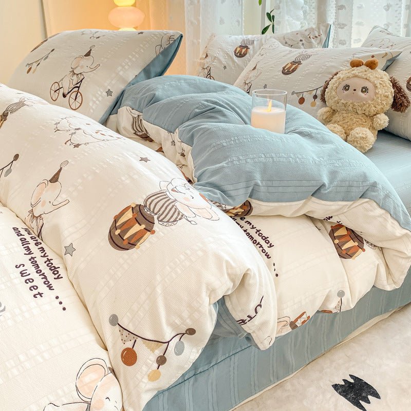 Maternal And Child Grade Washed Jacquard Yarn Cotton Mattress Cover - stcraftdigital