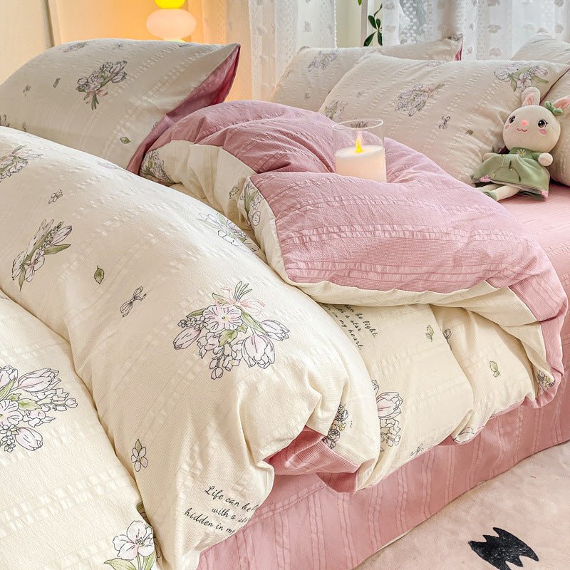Maternal And Child Grade Washed Jacquard Yarn Cotton Mattress Cover - stcraftdigital