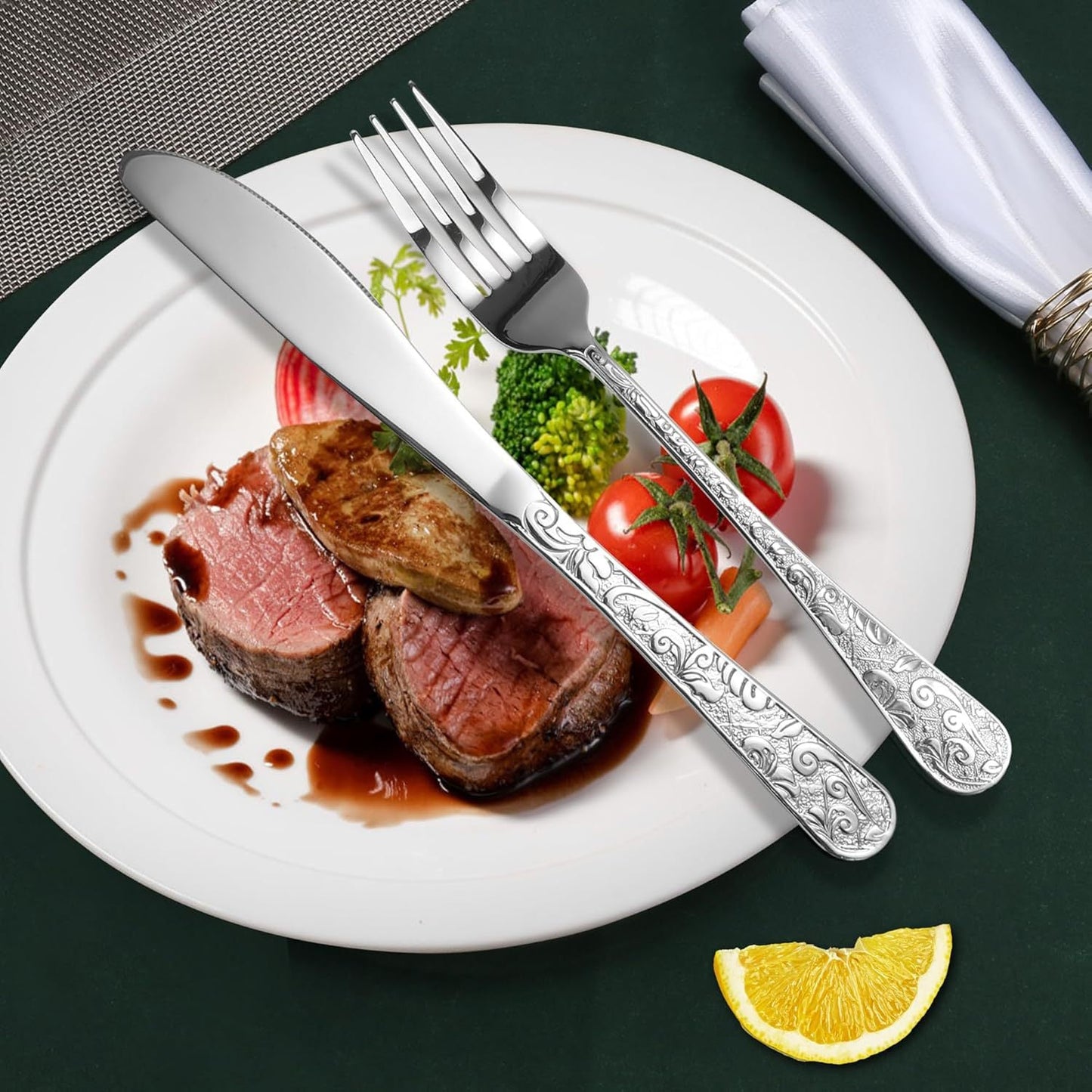 Minimalist Home Use Stainless Steel Embossed Knife Fork And Spoon Set - stcraftdigital